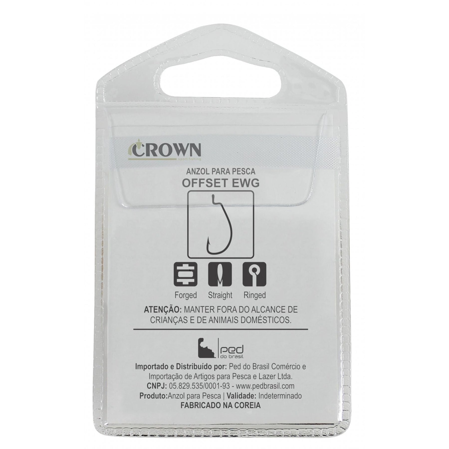 Anzol Offset EWG 5/0 Crown Forjado Cartela com 5 Unidades