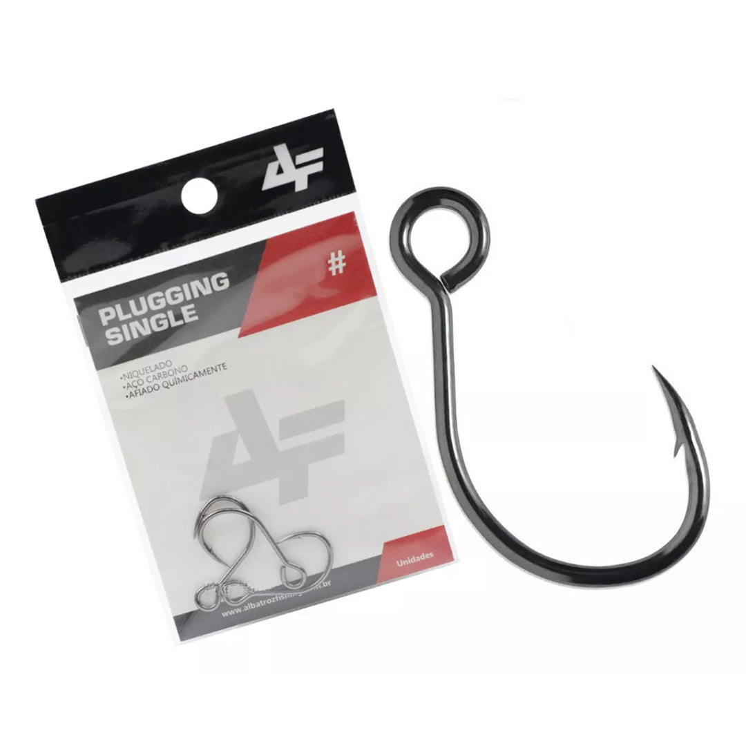 Anzol Inline Albatroz Fishing Plugging Single N°1/0 Cartela com 03 Unidades