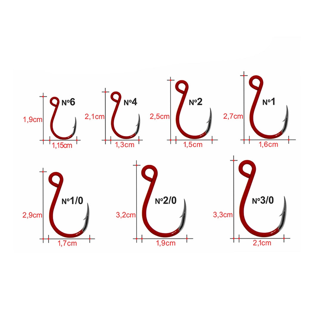 Anzol Inline Maruri Kaiju Red H16401 N°3/0 Cartela com 10 Unidades