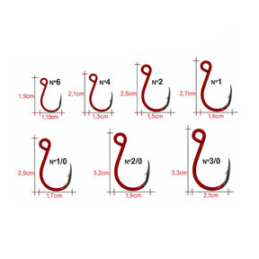 Anzol Inline Maruri Kaiju Red H16401 N°3/0 Cartela com 10 Unidades