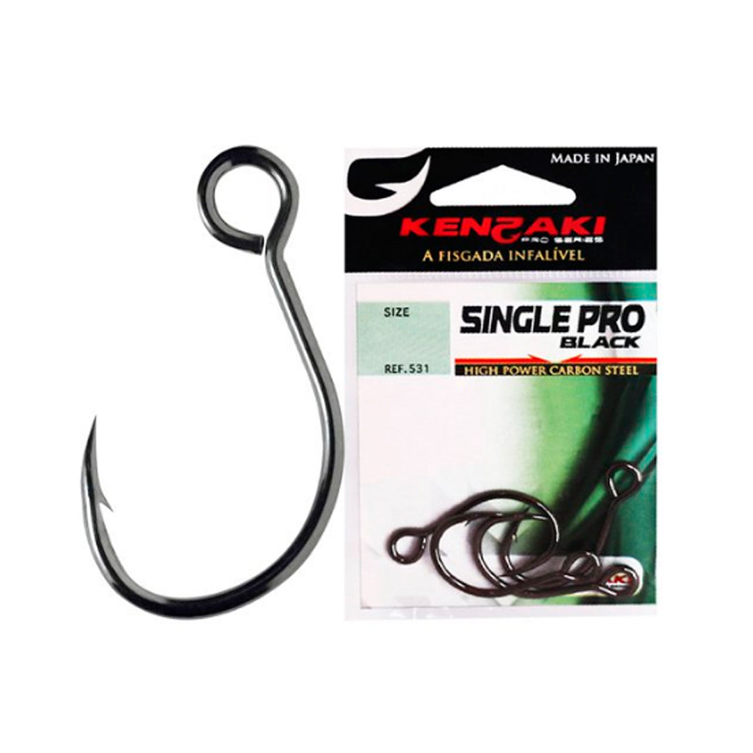 Anzol Kenzaki Single Pro Black 531 Tamanho 1/0 com 4 Unidades