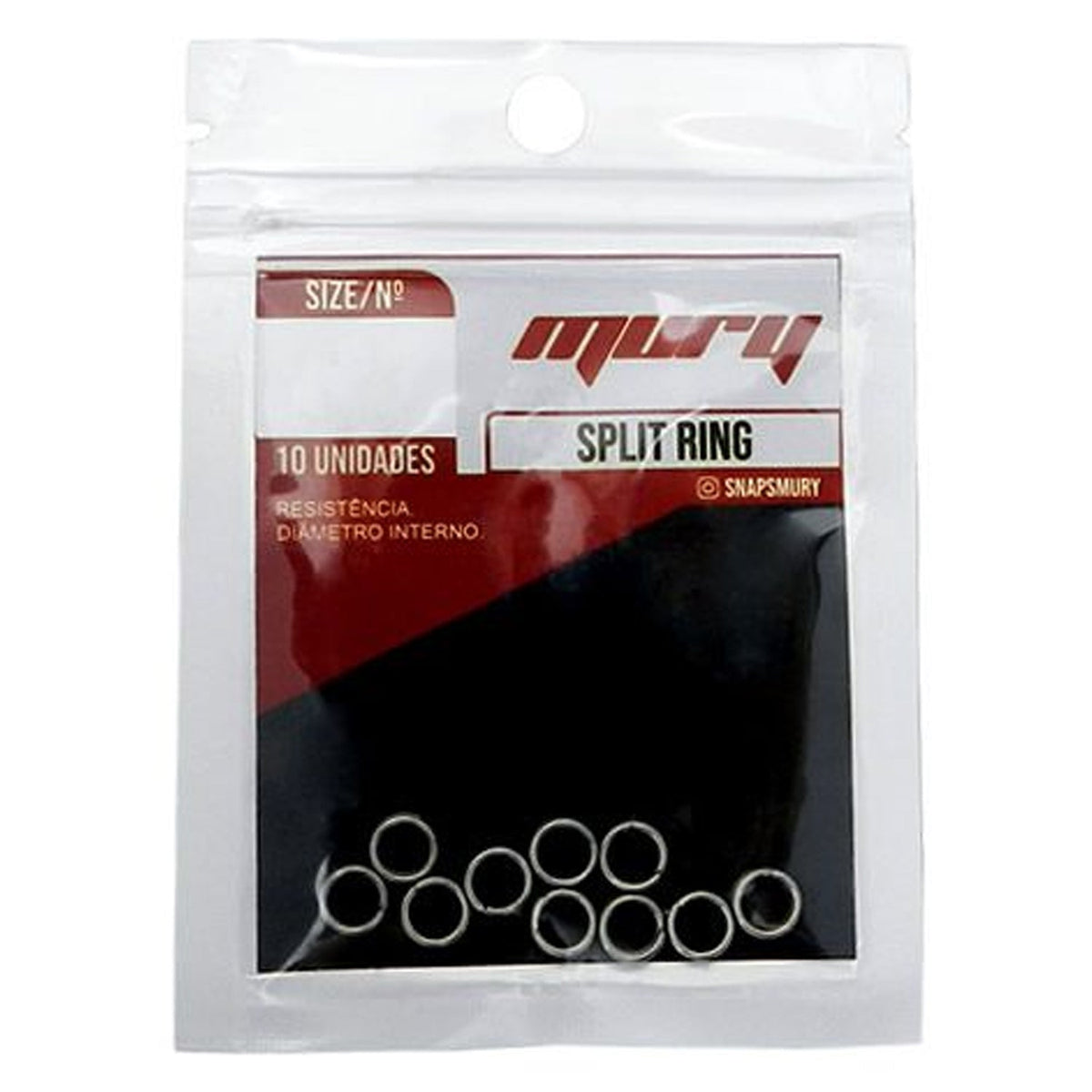 Argola Split Ring Mury 45lb 5,5mm Cartela com 10un